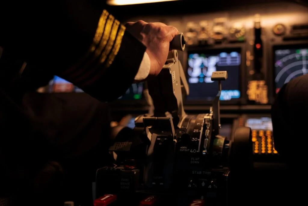 airplane-captain-throttling-engine-takeoff-fly-jet-cockpit-flying-plane-using-dashboard-command-control-panel-buttons-looking-windscreen-radar-compass-taking-off-close-up